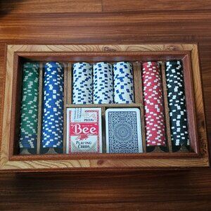 RARE LUXURY ITALY AGRESTI BURLWOOD COMPLETE POKER SET GAMING BOX CERAMIC CHIPS